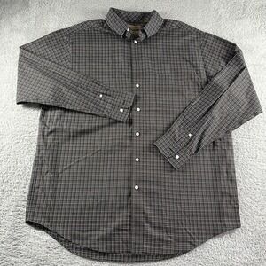 Roundtree & Yorke Gold Label Dress Shirt Mens XLT Brown‎ Plaid Pattern No Iron